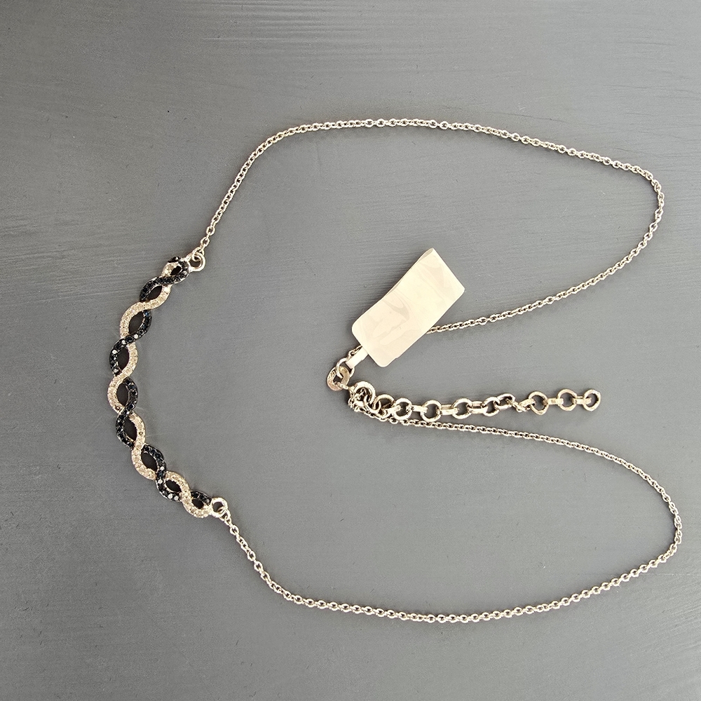 .925 STERLING SILVER Necklace W/ Clear And Blue Lab Created Diamond Pendant - Picture 2 of 4